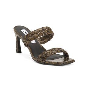 CAVERLEY SHOES Green Leather Venus Heeled Mule Sandals